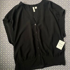 NWT Black Nordstrom Frenchi Work Top M